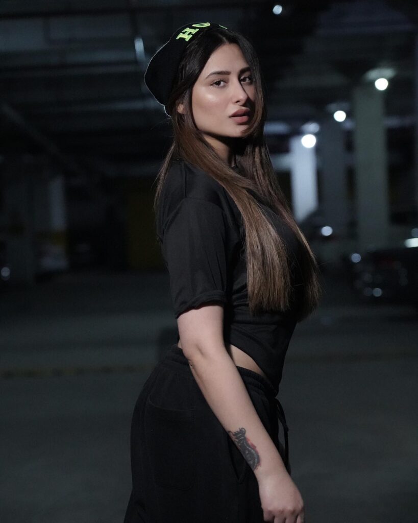 Bollywood Actress Mahira Sharma Hot Photoshoot in Black Track Pant and Black top