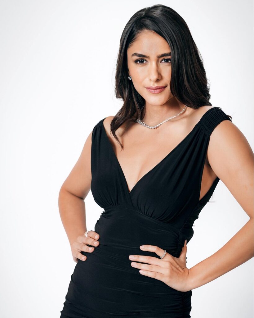 Mrunal Thakur in a black dress posing for a photo with his wonderful sexy legs. Photo Shoot 02