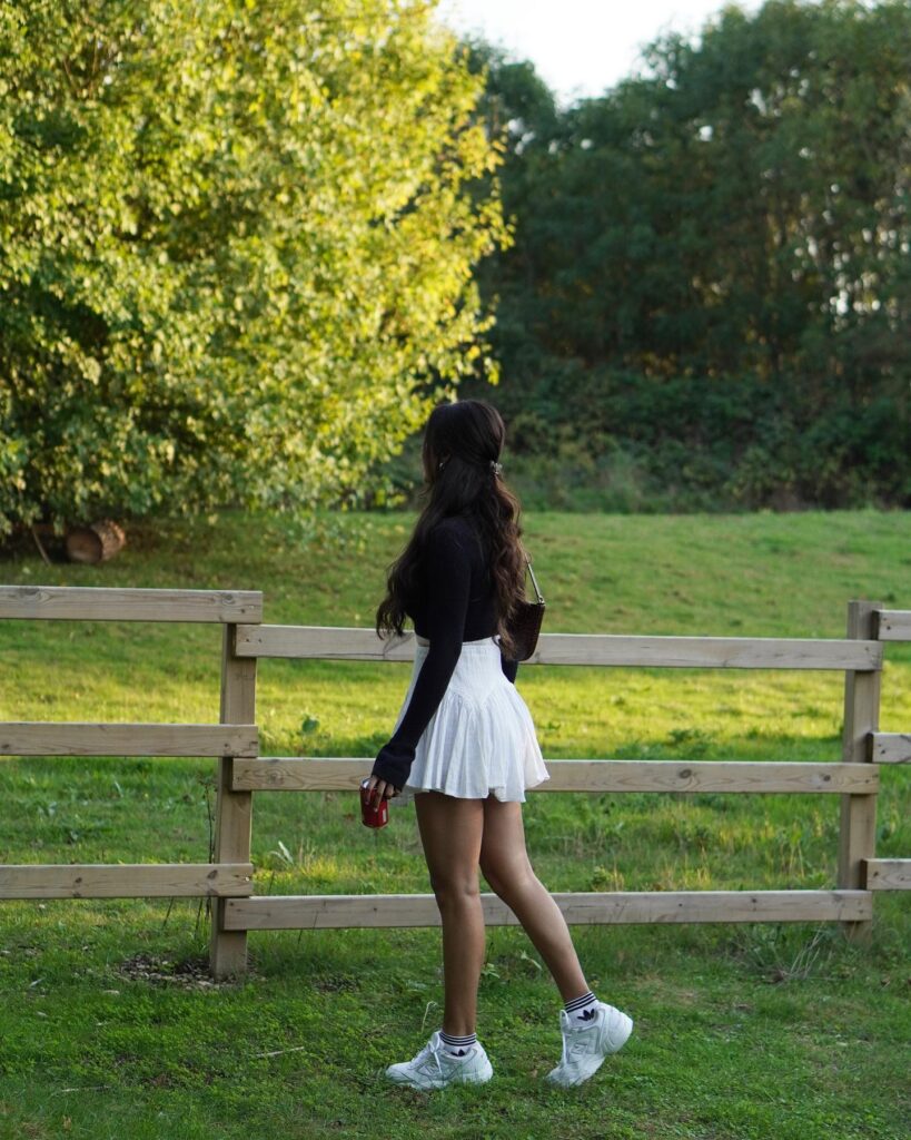Sexy Sonam Bajwa in a White Mini Skirt and Black Bralette