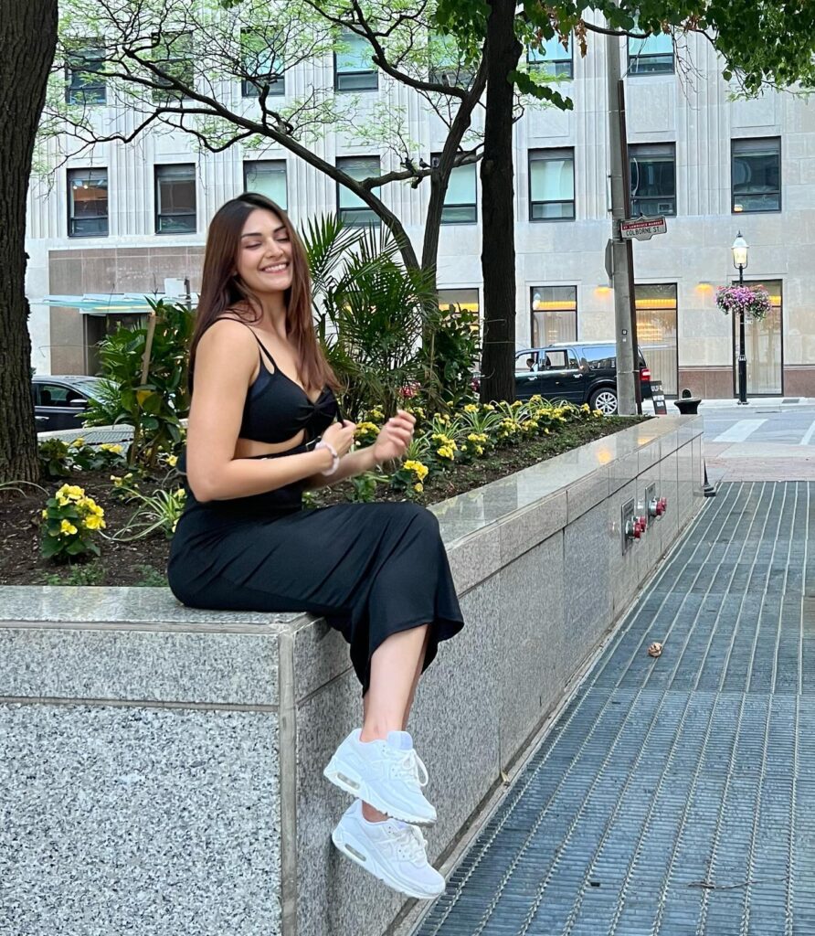 Sexy Yesha Sagar in Black Maxi Dress with Black Bralette and Curvacious Booties in Canada