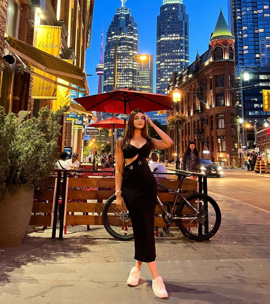 Sexy Yesha Sagar in Black Maxi Dress with Black Bralette and Curvacious Booties in Canada